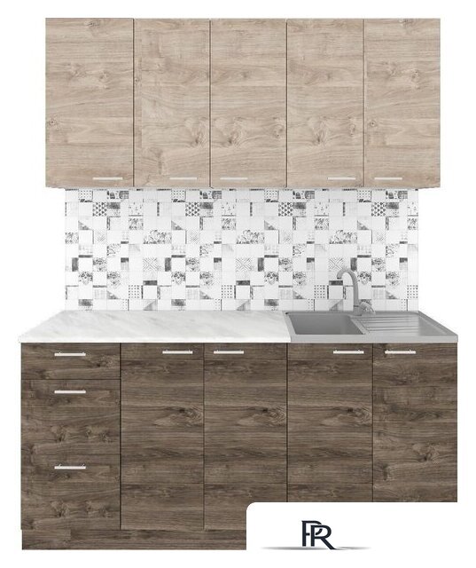 Готовая кухня Агута Альфа 1.6/60 (дуб эспрессо/дуб винтажный/этория) - Изображение №1 — Интернет-магазин ПроЗаказ