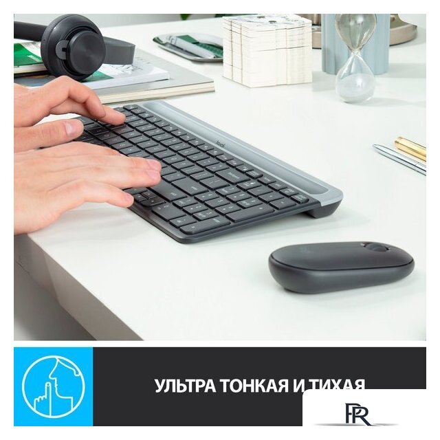 Офисный набор Logitech MK470 Slim Wireless Combo 920-009206 (графитовый) - Изображение №4 — Интернет-магазин ПроЗаказ