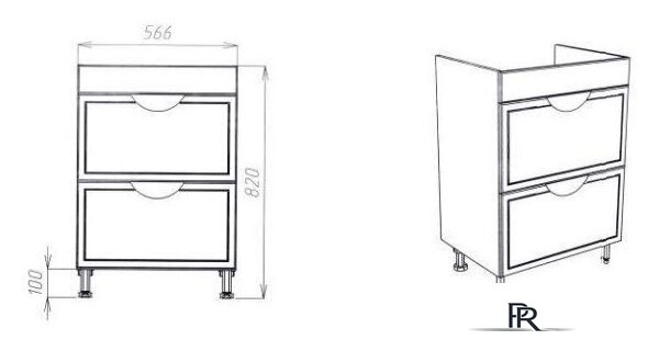  Viant Тумба с умывальником Лима Como 60 VLIM60CO-T2Y+S-UM-COM60/1-w - Изображение №6 — Интернет-магазин ПроЗаказ
