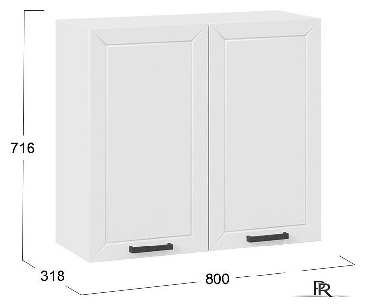 Шкаф навесной Трия Лорас 1В8 (белый/холст белый) - Изображение №3 — Интернет-магазин ПроЗаказ
