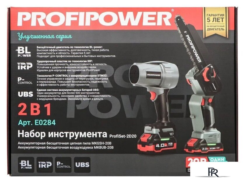  Profipower ProfiSet-2D20 (воздуходувка, цепная пила, 2 АКБ) - Изображение №3 — Интернет-магазин ПроЗаказ