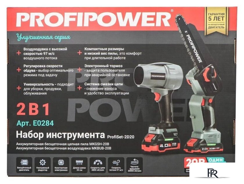  Profipower ProfiSet-2D20 (воздуходувка, цепная пила, 2 АКБ) - Изображение №4 — Интернет-магазин ПроЗаказ