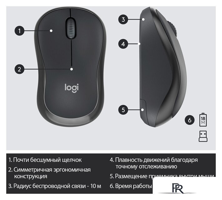 Офисный набор Logitech MK295 Silent Wireless Combo 920-009813 (графитовый) - Изображение №8 — Интернет-магазин ПроЗаказ