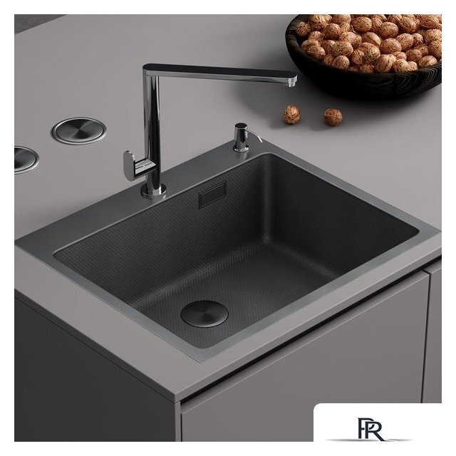 Кухонная мойка Roxen Snake 560220-60-BS PVD графит/текстурная поверхность (с коландером и дозатором) - Изображение №2 — Интернет-магазин ПроЗаказ