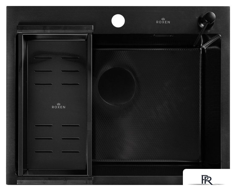 Кухонная мойка Roxen Snake 560220-60-BS PVD графит/текстурная поверхность (с коландером и дозатором) - Изображение №7 — Интернет-магазин ПроЗаказ