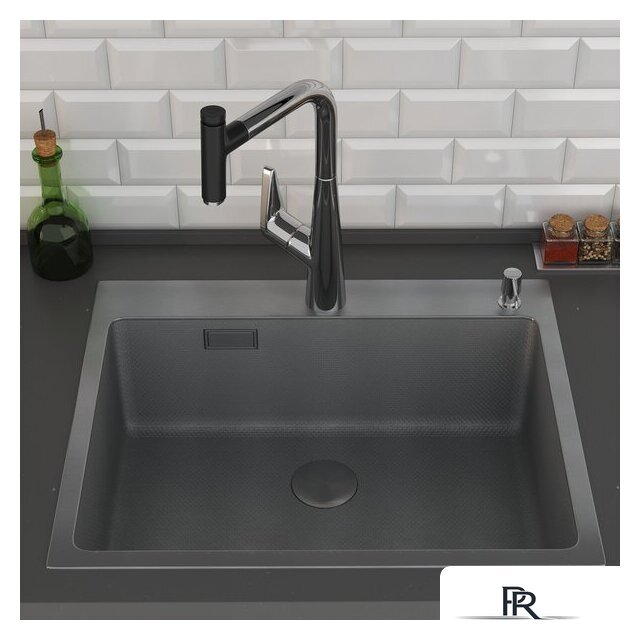 Кухонная мойка Roxen Snake 560220-60-BS PVD графит/текстурная поверхность (с коландером и дозатором) - Изображение №6 — Интернет-магазин ПроЗаказ