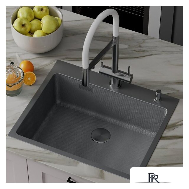 Кухонная мойка Roxen Snake 560220-60-BS PVD графит/текстурная поверхность (с коландером и дозатором) - Изображение №4 — Интернет-магазин ПроЗаказ