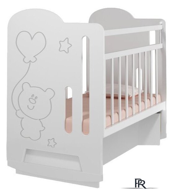 Классическая детская кроватка VDK Sweet Bear колесо-качалка с маятником (белый) - Изображение №1 — Интернет-магазин ПроЗаказ