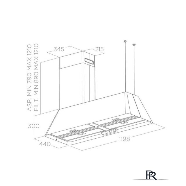 Кухонная вытяжка Elica Ikona Maxxi Pure BL MAT/F/120 - Изображение №2 — Интернет-магазин ПроЗаказ