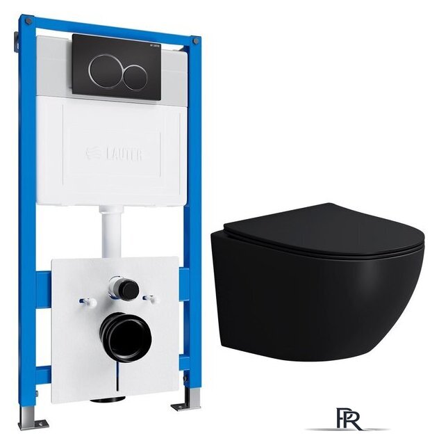 Унитаз подвесной Lauter Sulzdorf с микролифтом и кнопкой смыва 219704E (белый/черный) - Изображение №1 — Интернет-магазин ПроЗаказ