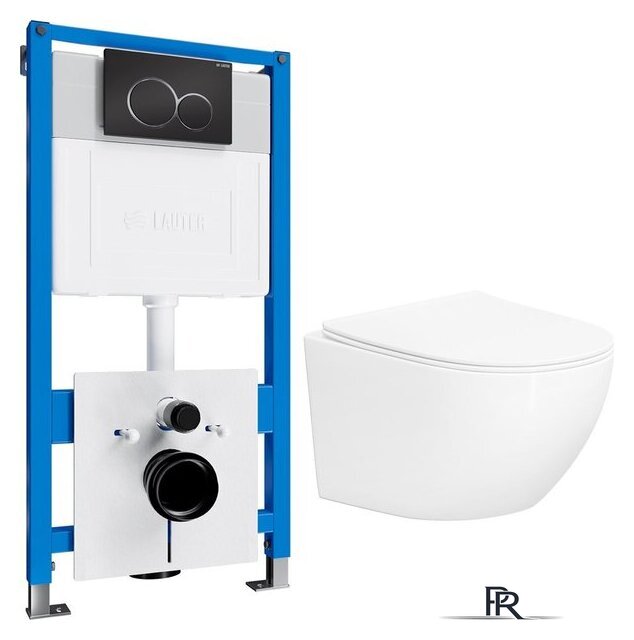 Унитаз подвесной Lauter Sulzdorf с микролифтом и кнопкой смыва 219704E (белый/черный) - Изображение №2 — Интернет-магазин ПроЗаказ