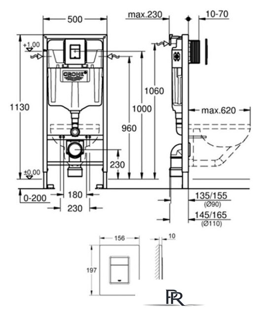 Унитаз подвесной Lauter Longer 2110822 + GROHE Rapid SL 38721001 с кнопкой (овальная, хром) - Изображение №25 — Интернет-магазин ПроЗаказ