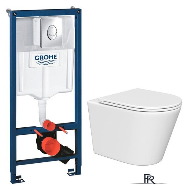 Унитаз подвесной Lauter Longer 2110822 + GROHE Rapid SL 38721001 с кнопкой (овальная, хром) - Изображение №2 — Интернет-магазин ПроЗаказ