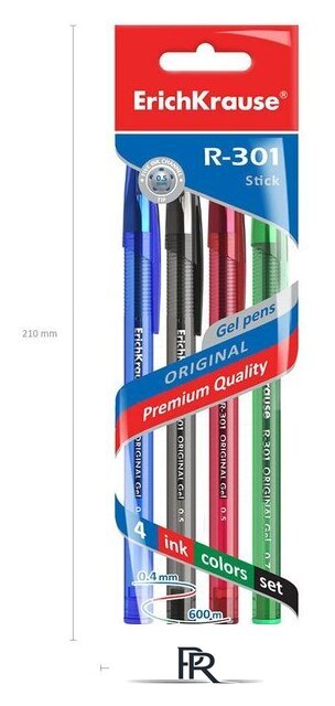Набор гелевых ручек Erich Krause R-301 Original Gel Stick ассорти 45157 (4 шт) - Изображение №3 — Интернет-магазин ПроЗаказ