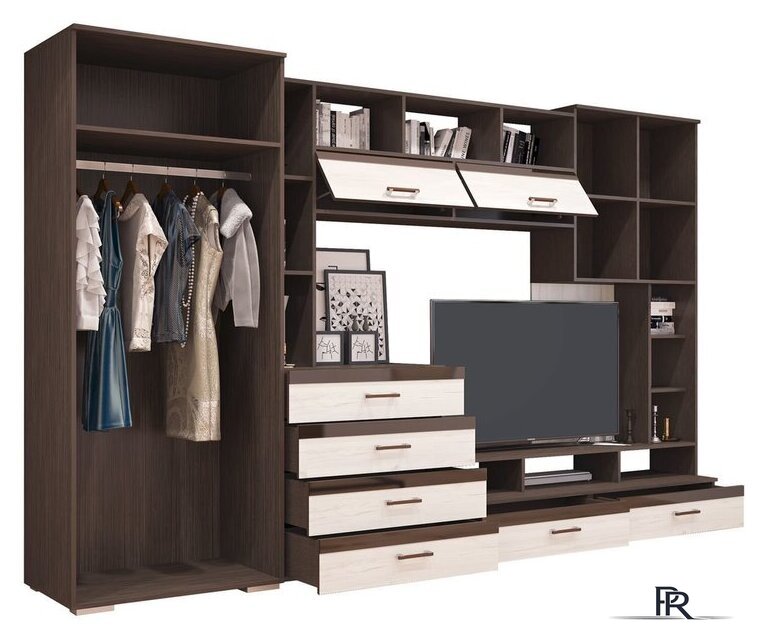 Стенка Горизонт Коста (МДФ венге-белый глянец) - Изображение №1 — Интернет-магазин ПроЗаказ