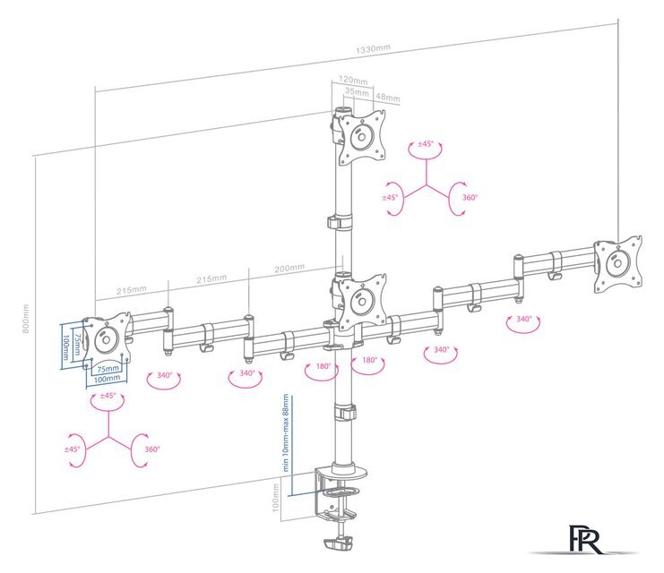 Кронштейн для монитора Arm Media LCD-T16 - Изображение №2 — Интернет-магазин ПроЗаказ