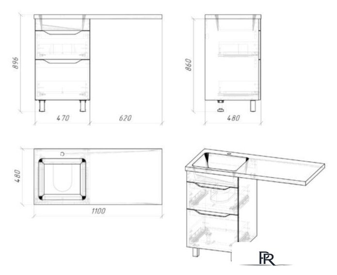  Grossman Тумба под умывальник Вилар 50 125011 - Изображение №10 — Интернет-магазин ПроЗаказ