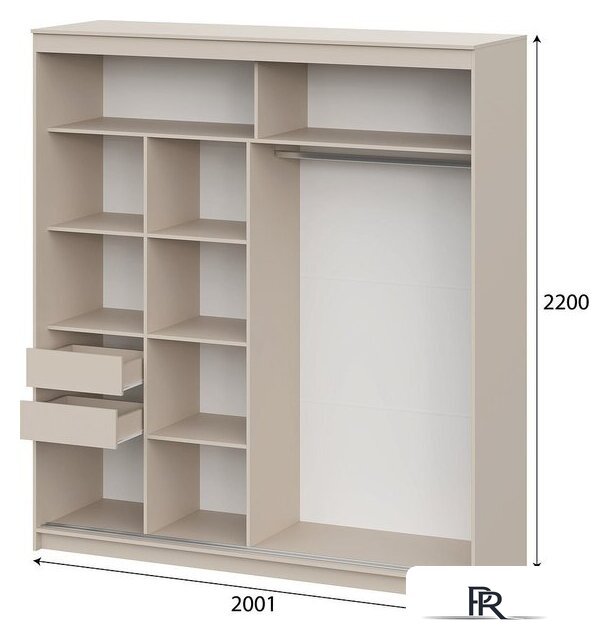 Шкаф-купе NN мебель К ШКП 3 2.0 Макс (меланж) - Изображение №5 — Интернет-магазин ПроЗаказ
