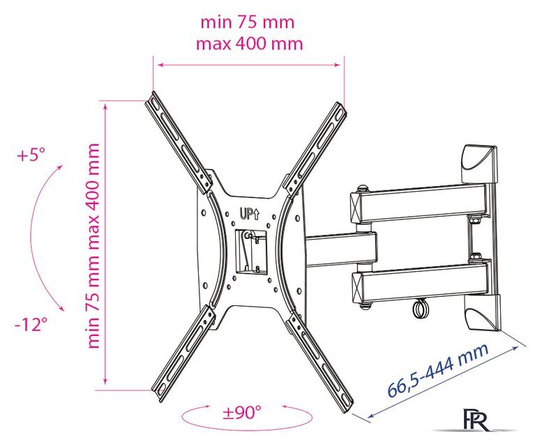 Кронштейн для телевизора Kromax OPTIMA-404 (черный) - Изображение №3 — Интернет-магазин ПроЗаказ