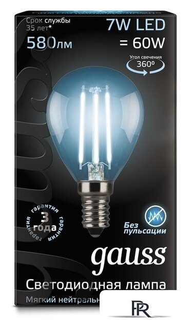 Светодиодная лампочка Gauss LED Filament Globe E14 7 Вт 4100 К 105801207 - Изображение №2 — Интернет-магазин ПроЗаказ