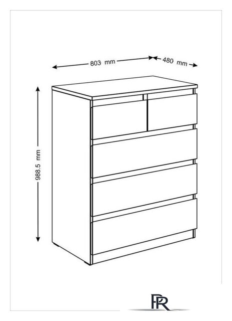 Комод Mio Tesoro Мальта 5 ящиков 80x99 2.05.02.080.1 (белый) - Изображение №5 — Интернет-магазин ПроЗаказ