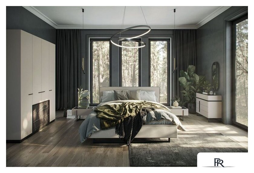 Тумба Ангстрем Милагро спальня МИ-300.10 (Д1, кашемир серый/камень пьетра/черный графит) - Изображение №3 — Интернет-магазин ПроЗаказ