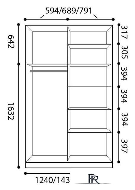Шкаф-купе Евва 14 BBZ.01 АЭП ШК.2 02 (бодега/жемчуг зерно) - Изображение №3 — Интернет-магазин ПроЗаказ
