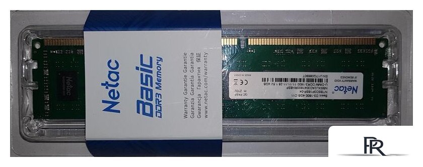 Оперативная память Netac Basic 4GB DDR3 PC3-12800 NTBSD3P16SP-04 - Изображение №1 — Интернет-магазин ПроЗаказ