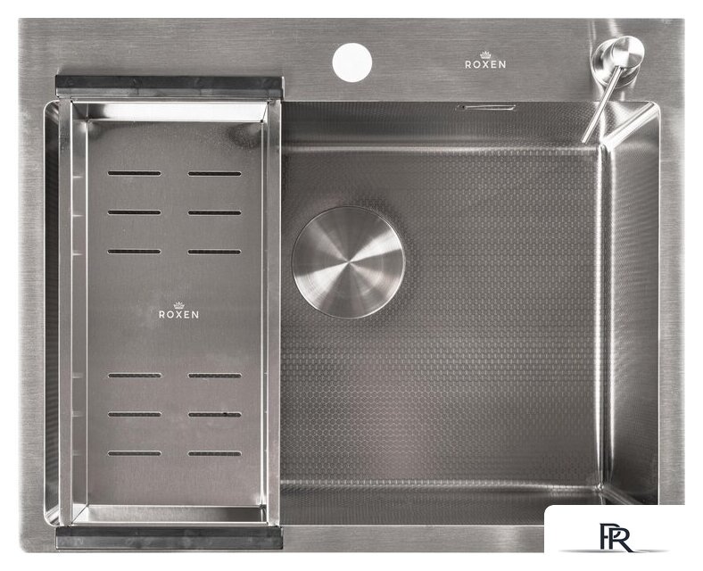 Кухонная мойка Roxen Snake 560220-60-S сатин/текстурная поверхность (с коландером и дозатором) - Изображение №7 — Интернет-магазин ПроЗаказ