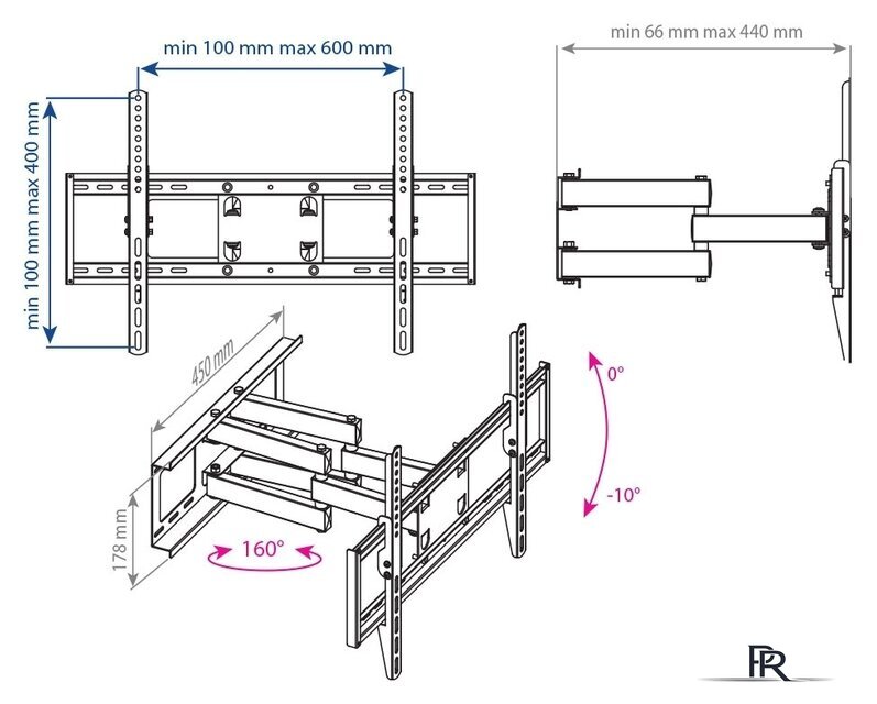 Кронштейн для телевизора Kromax Optima-409 (черный) - Изображение №4 — Интернет-магазин ПроЗаказ