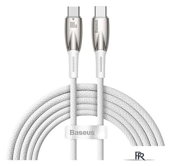Кабель Baseus Glimmer Series Fast Charging Data Cable USB Type-C - Type-C 100W CADH000802 (2 м, белый) - Изображение №1 — Интернет-магазин ПроЗаказ