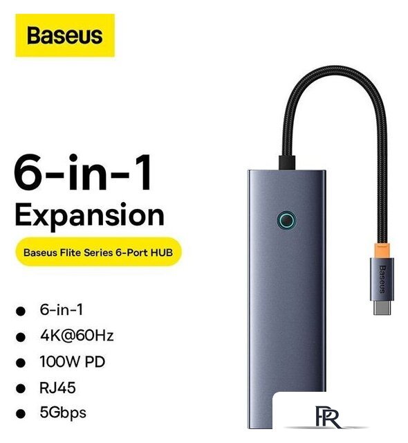 Док-станция Baseus Flite Series 6-Port Hub Docking Station B00052807813-00 - Изображение №3 — Интернет-магазин ПроЗаказ
