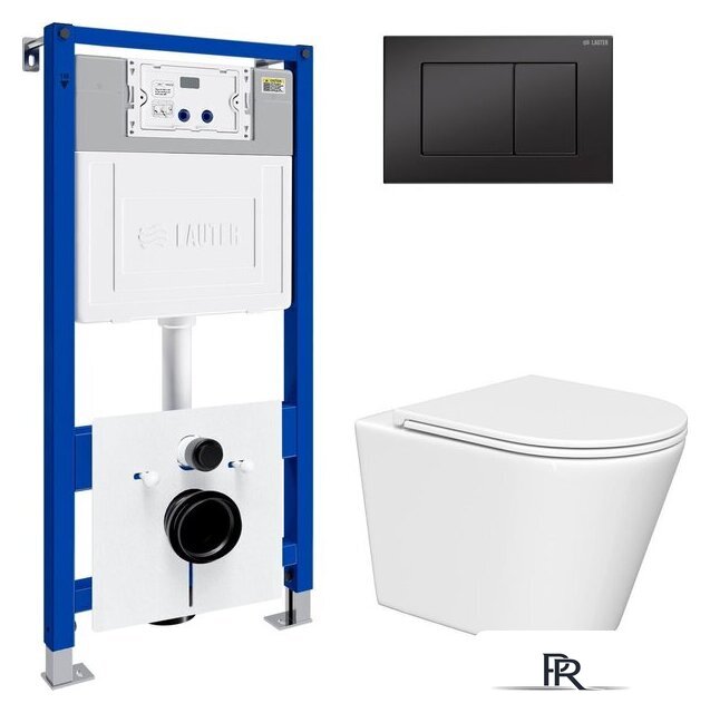 Унитаз подвесной Lauter Longer 2110822 с кнопкой 219704J (прямоугольная, черный) - Изображение №2 — Интернет-магазин ПроЗаказ
