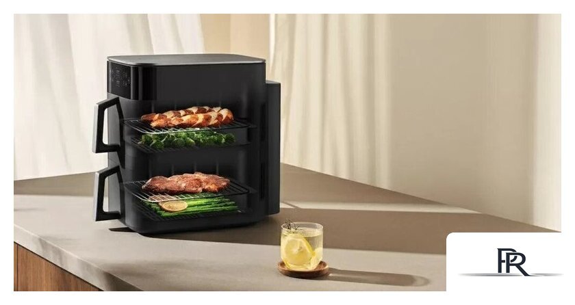 Аэрогриль (аэрофритюрница) Xiaomi Smart Double Stack Air Fryer 12L MAF-DS1201 (евровилка, черный) - Изображение №4 — Интернет-магазин ПроЗаказ