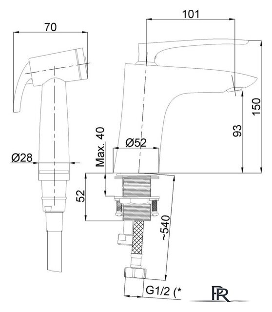 Смеситель с лейкой для биде Rubineta Aero-17 (N) - Изображение №2 — Интернет-магазин ПроЗаказ