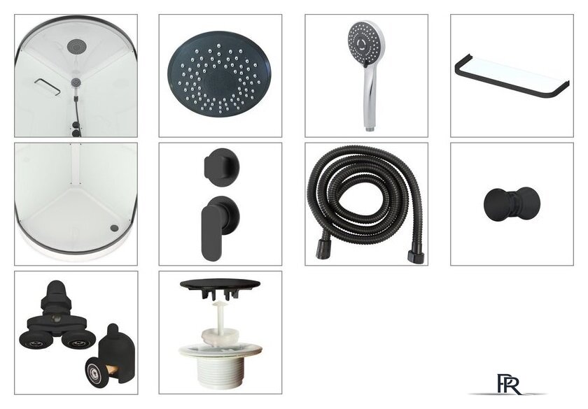 Душевая кабина Domani-Spa Simple 99 90x90 DS01Sm99LBT00.Gt-V1.2-Black - Изображение №5 — Интернет-магазин ПроЗаказ