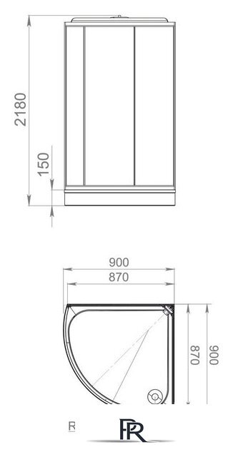 Душевая кабина Domani-Spa Simple 99 90x90 DS01Sm99LBT00.Gt-V1.2-Black - Изображение №4 — Интернет-магазин ПроЗаказ