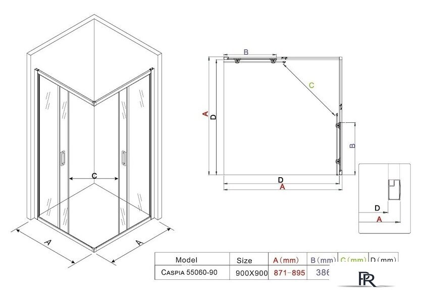 Душевой уголок Roxen Caspia 55060-90B 90х90 - Изображение №15 — Интернет-магазин ПроЗаказ