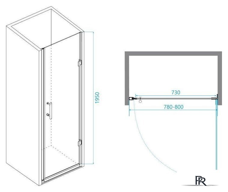 Душевая дверь RGW PA-06B 41080608-14 80 (черный/прозрачное стекло) - Изображение №2 — Интернет-магазин ПроЗаказ