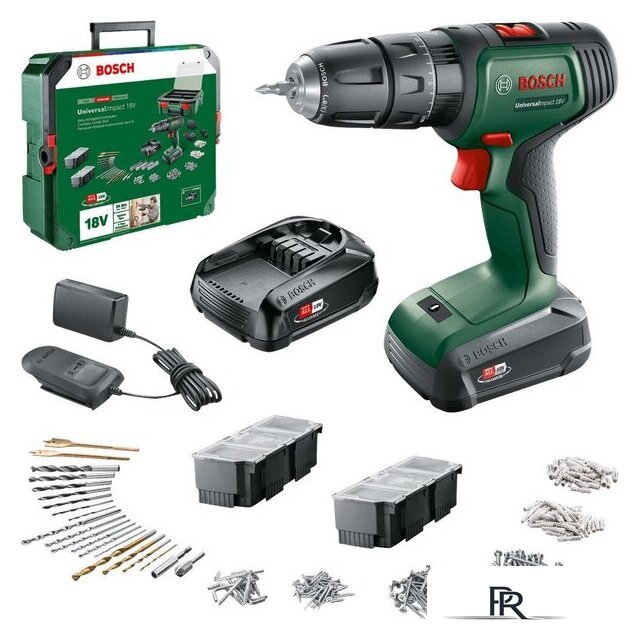 Ударная дрель-шуруповерт Bosch UniversalImpact 18V 06039D4103 (с 2-мя АКБ, набор оснастки, кейс) - Изображение №1 — Интернет-магазин ПроЗаказ