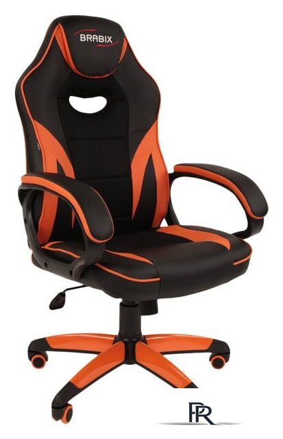 Игровое (геймерское) кресло Brabix GM-161 (черный/оранжевый) - Изображение №1 — Интернет-магазин ПроЗаказ