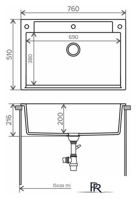 Кухонная мойка Polygran Argo-760 (черный 16) - Изображение №2 — Интернет-магазин ПроЗаказ