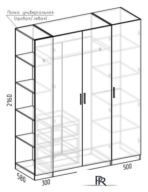 Шкаф распашной Интермебель Марсель-22 МР 01-22 (белый премиум) - Изображение №3 — Интернет-магазин ПроЗаказ