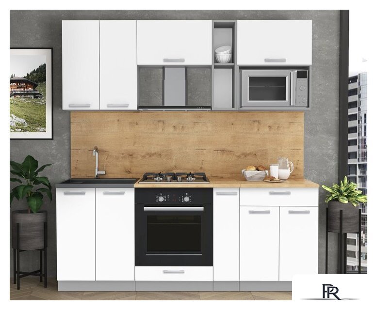 Готовая кухня Интерлиния Мила Лайт 2.0 ВТ (белый платинум/белый платинум/дуб бунратти) - Изображение №5 — Интернет-магазин ПроЗаказ