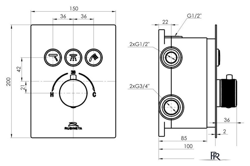 Душевая система  Rubineta Thermo-3F-Olo SQ 625040 - Изображение №8 — Интернет-магазин ПроЗаказ