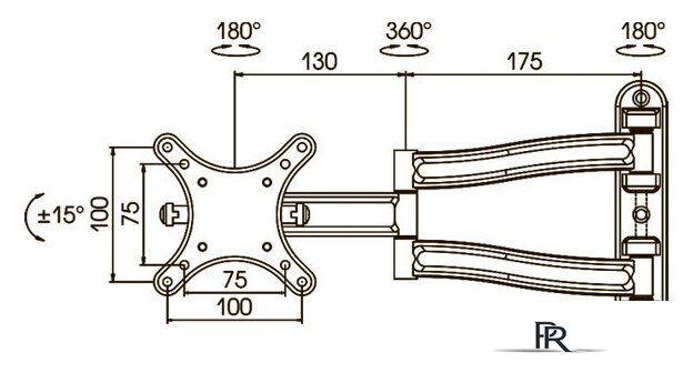 Кронштейн для телевизора Kromax Techno-1 (черный) - Изображение №4 — Интернет-магазин ПроЗаказ