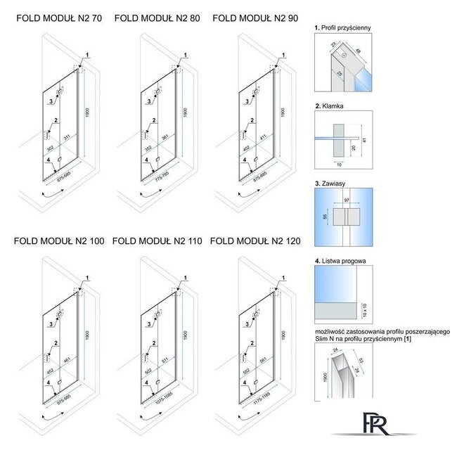 Душевая дверь Rea Fold Modul 70 N2 (хром/прозрачное стекло) - Изображение №7 — Интернет-магазин ПроЗаказ