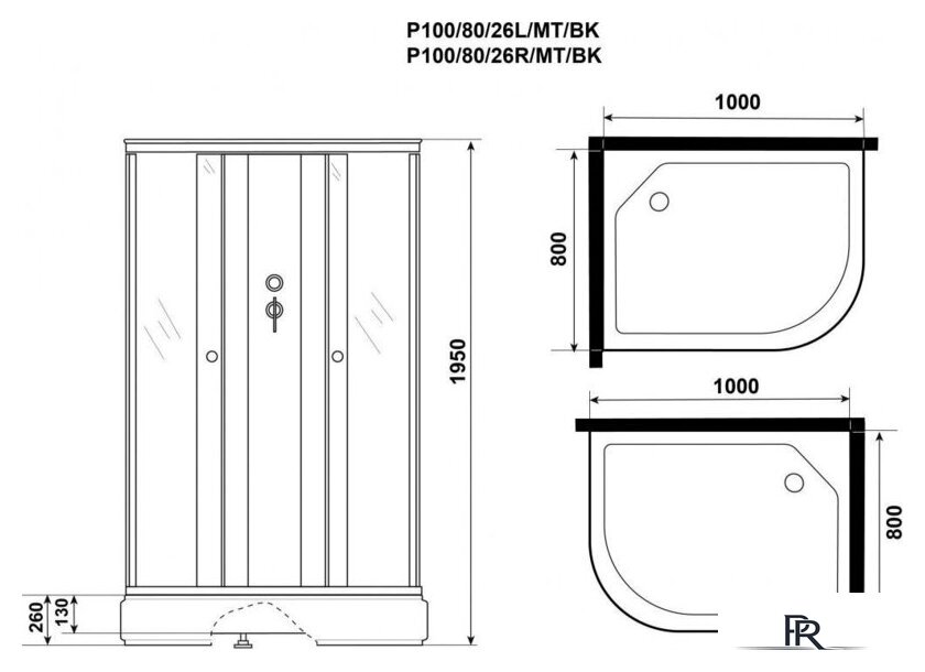 Душевая кабина Niagara Promo P100/80/26L/MT/BK 100x80x195 - Изображение №5 — Интернет-магазин ПроЗаказ