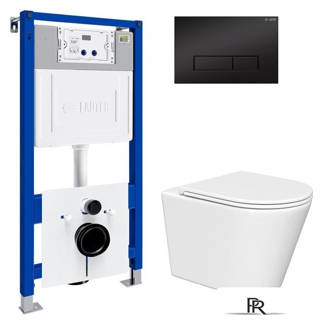 Унитаз подвесной Lauter Longer 2110822 с кнопкой 219704HD (узкая, черный) - Изображение №2 — Интернет-магазин ПроЗаказ