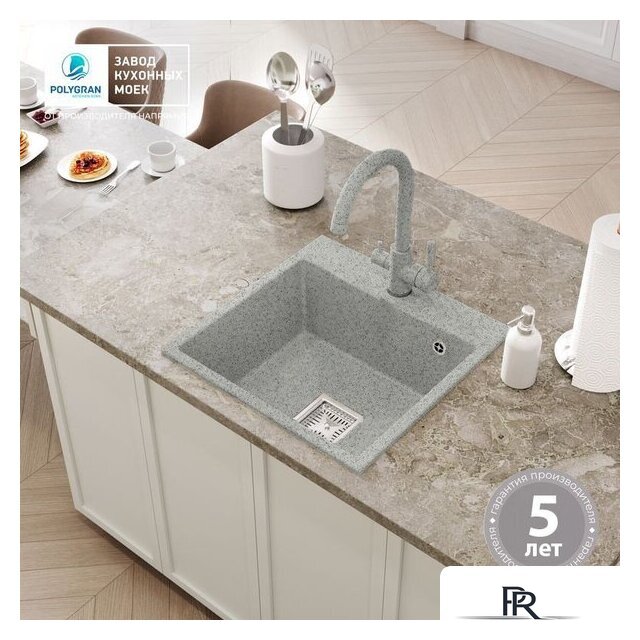 Кухонная мойка Polygran Blade 500 (светло-серый) - Изображение №3 — Интернет-магазин ПроЗаказ